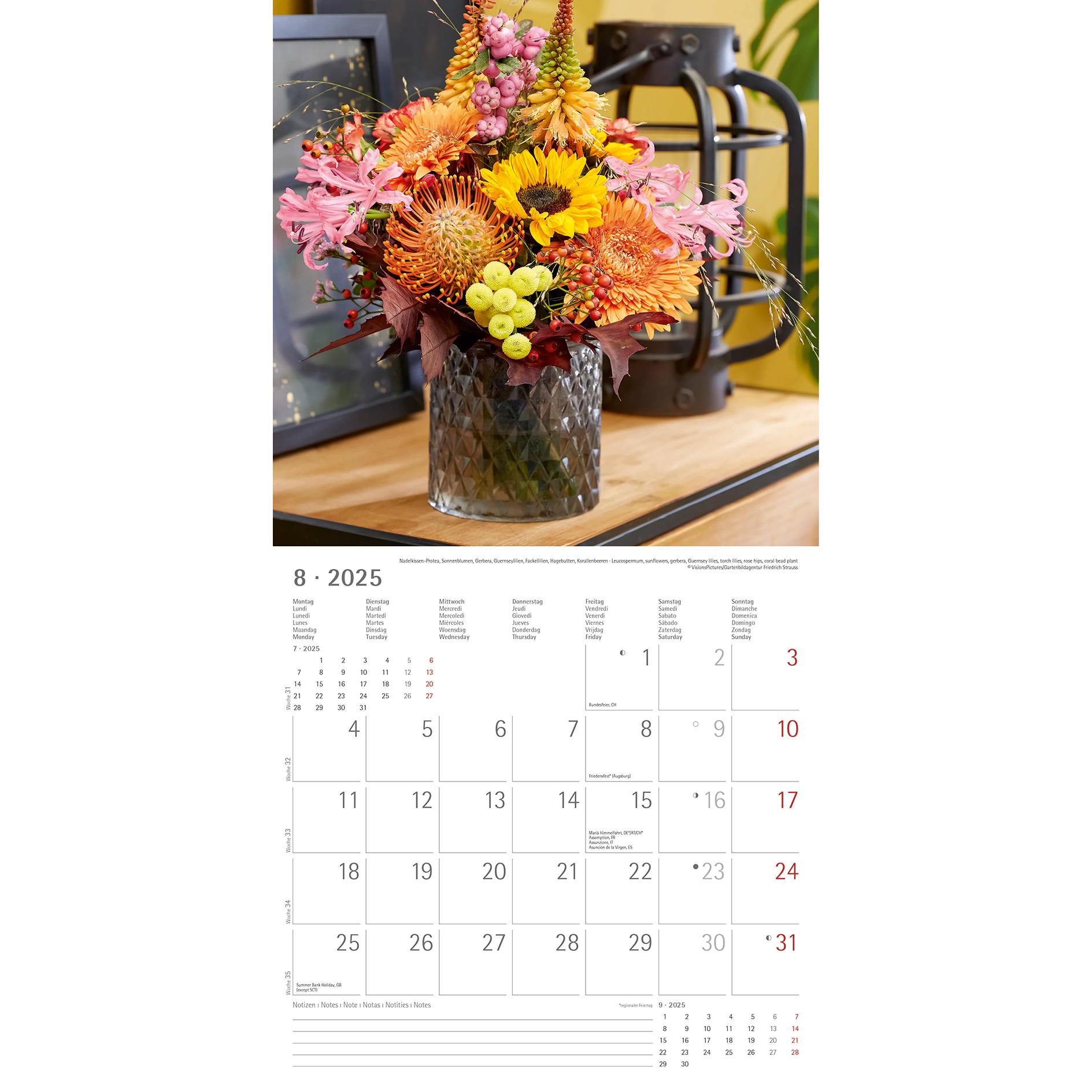 Broschürenkalender 2025 - Blumen - 30x30 cm