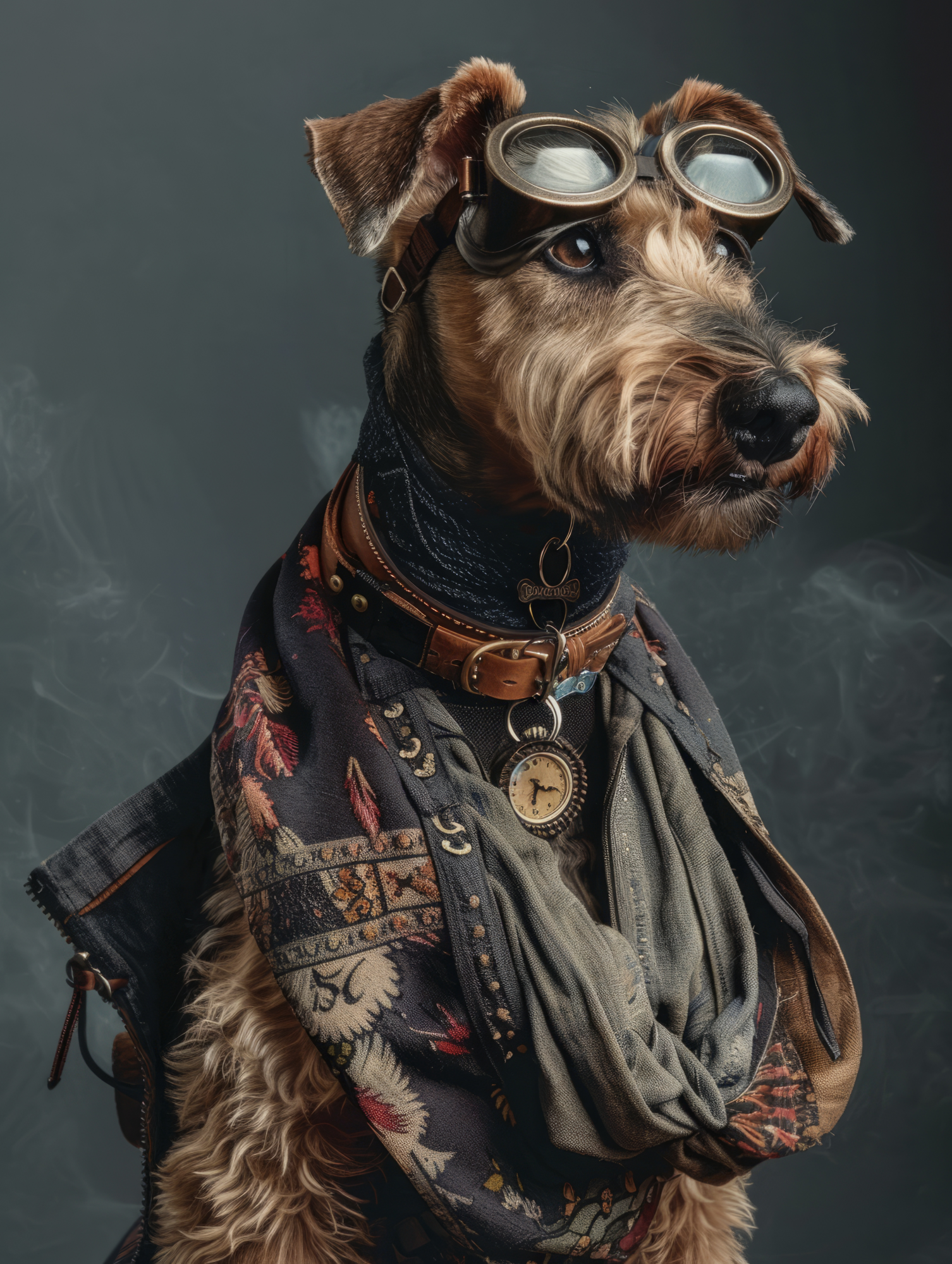 Canvas schilderij van een Airedale Terrier 60x80 cm