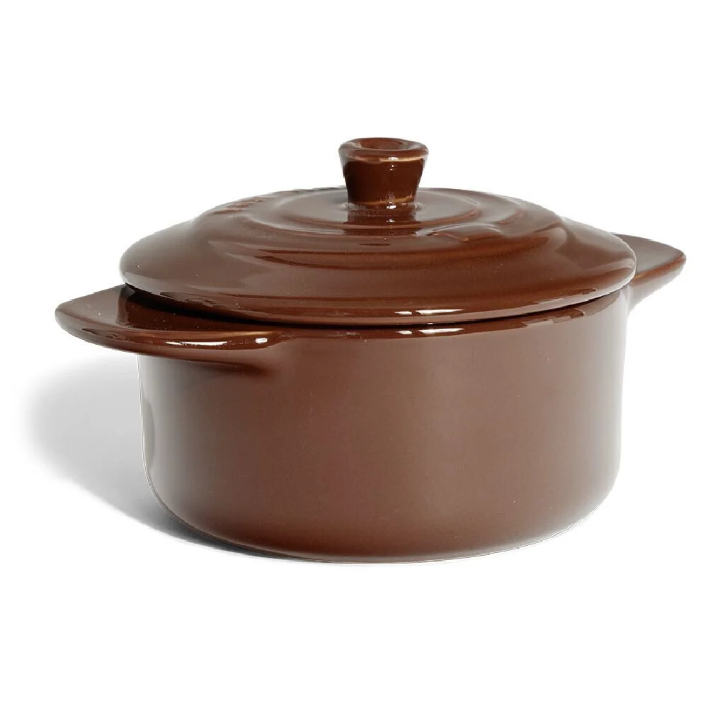 Mini cocotte individuelle en céramique avec couvercle - marron clair ou foncé