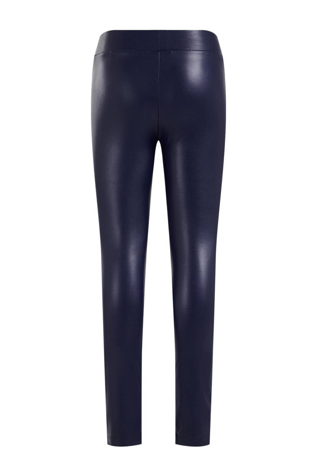 WE Fashion imitatieleren skinny broek donkerblauw