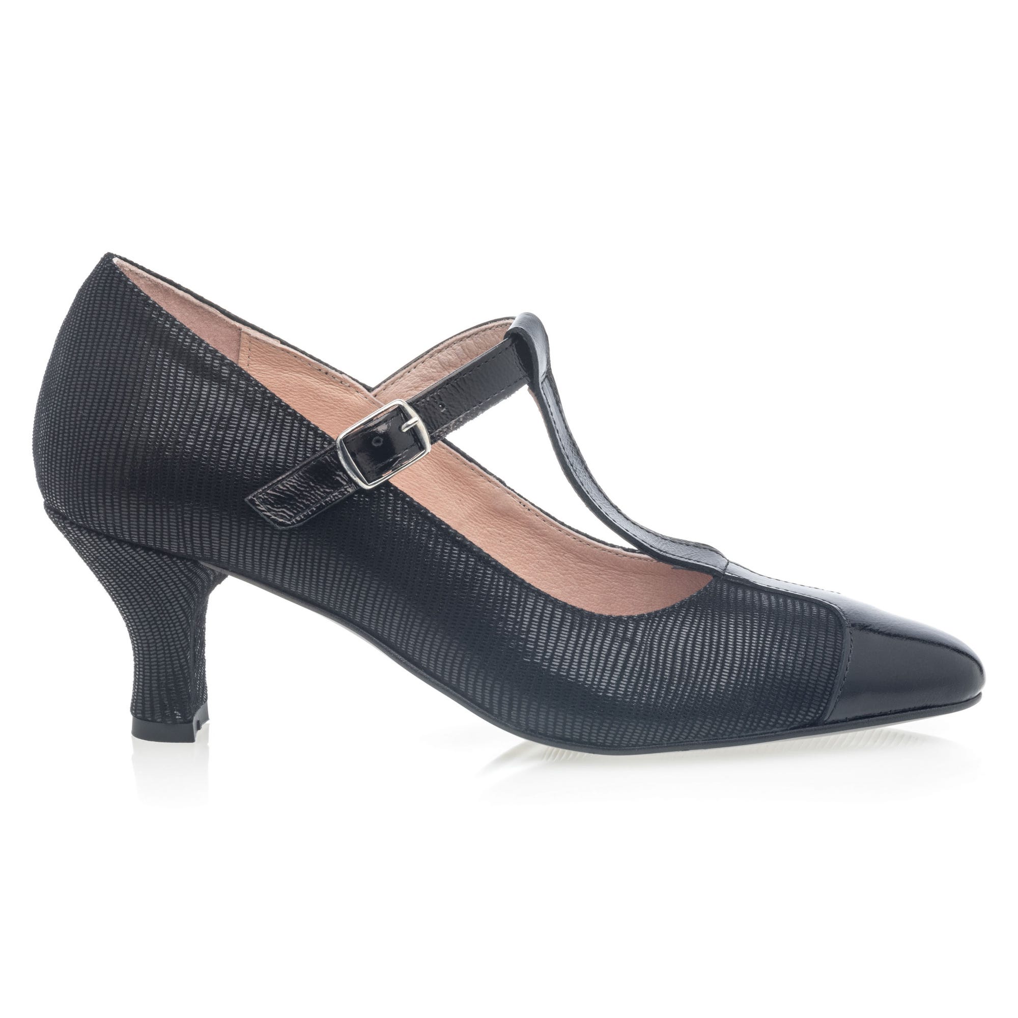 Babies à talon Femme en cuir noir