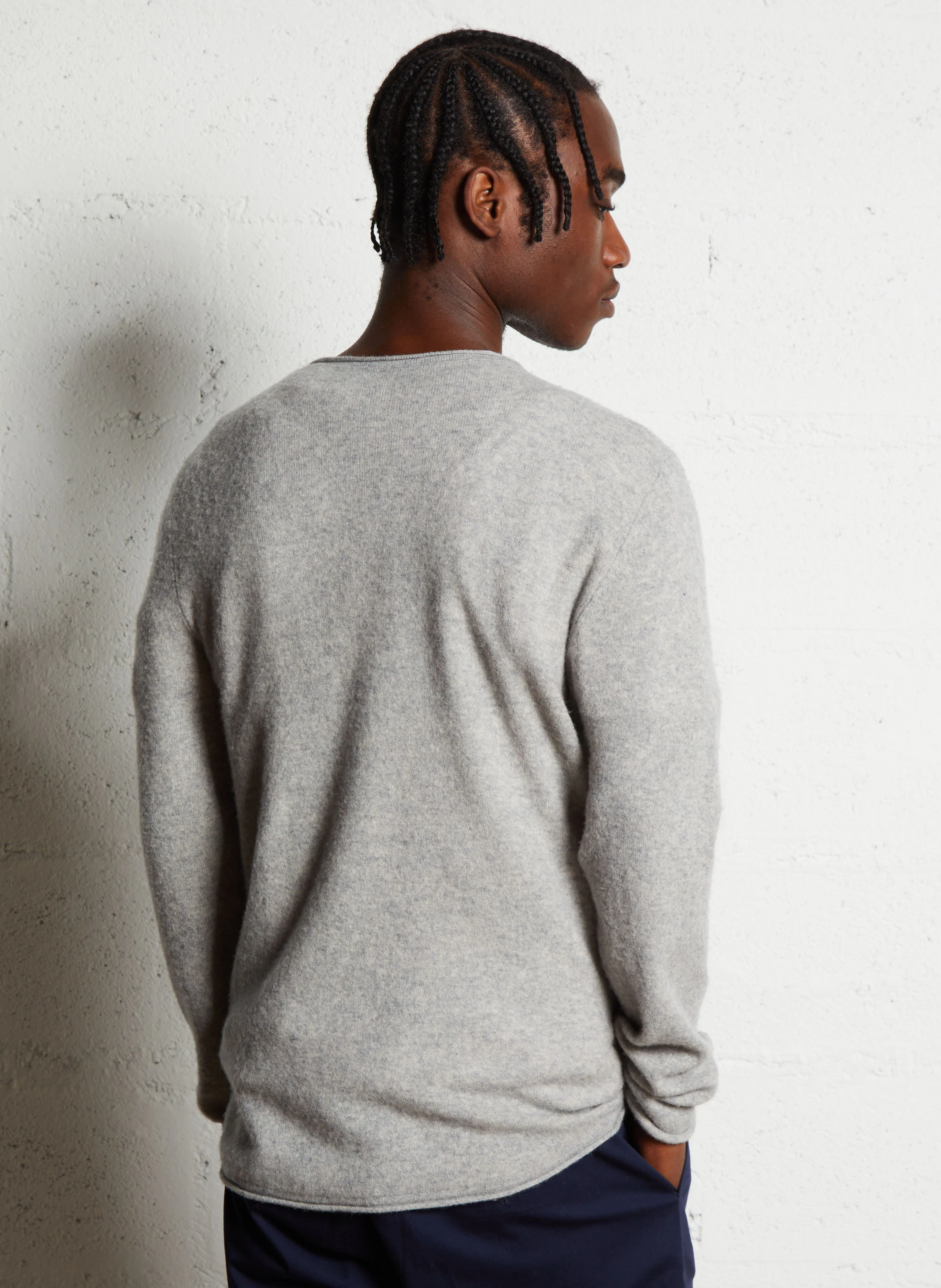 DUCKSBAY - Pull droit col rond en laine mélangée | Gris