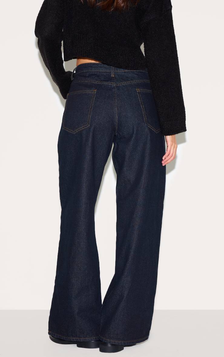 Raw Indigo Wash Jean Boyfriend Taille Basse À Jambe Large