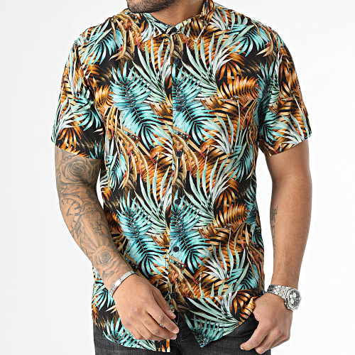 Chemise Manches Courtes Floral Vikke Vert Noir