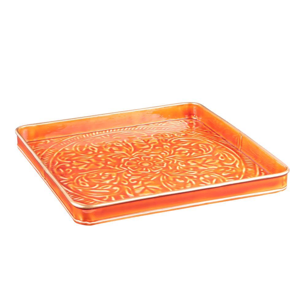 Set de 2 plateaux carrés Tosca orange Table passion