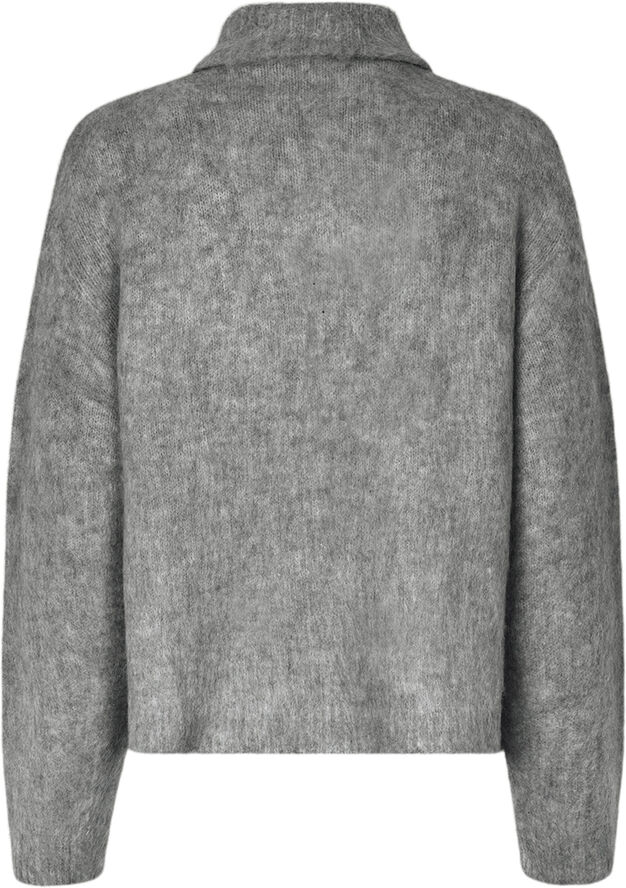 Modström KaneMD Wool zip t-neck Dark grey melange
