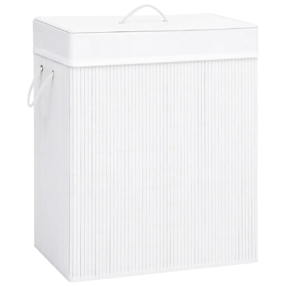 vidaXL Panier à linge en bambou - Blanc 83L