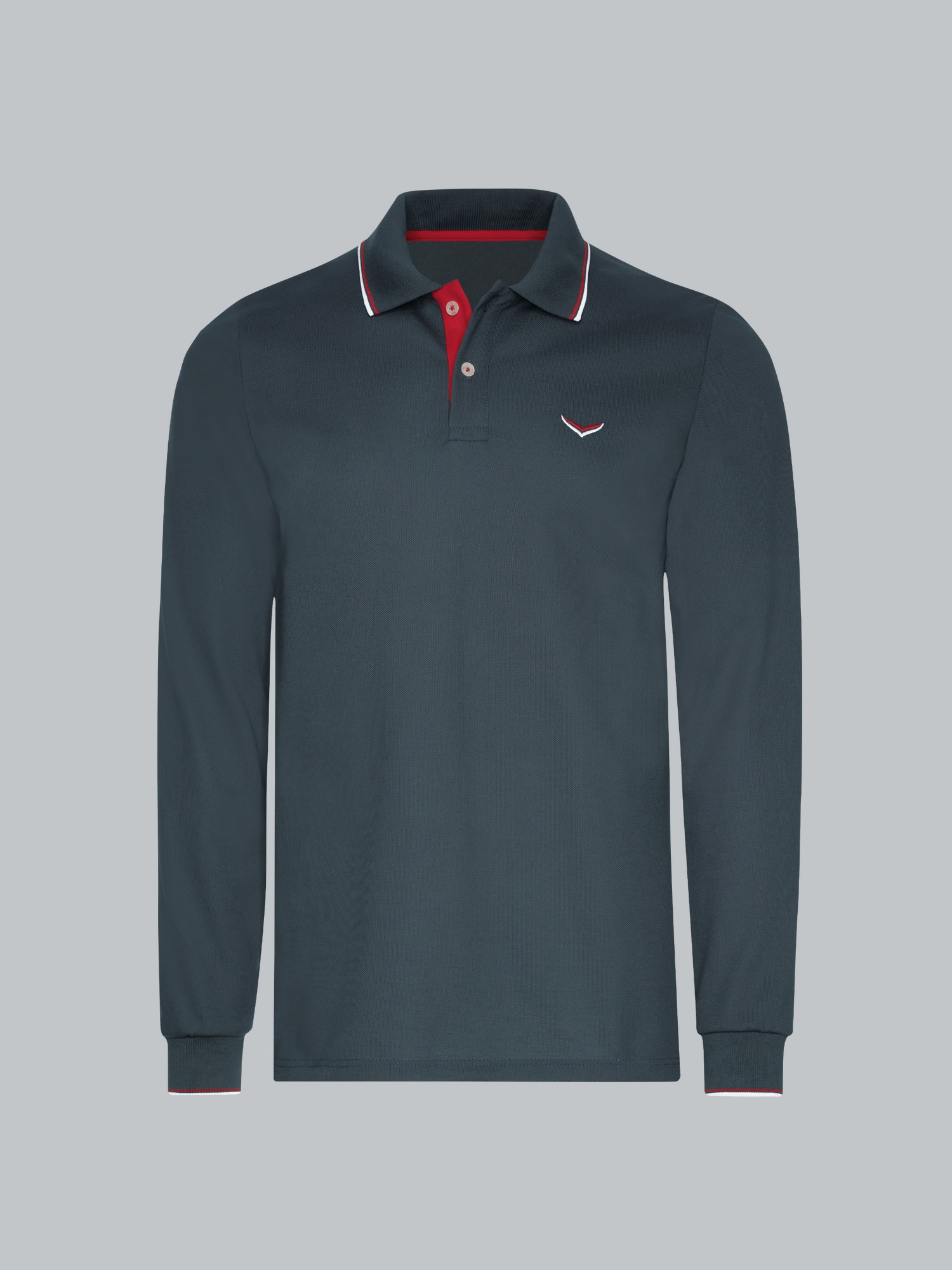 Modisches Poloshirt mit langen Armen Anthrazit