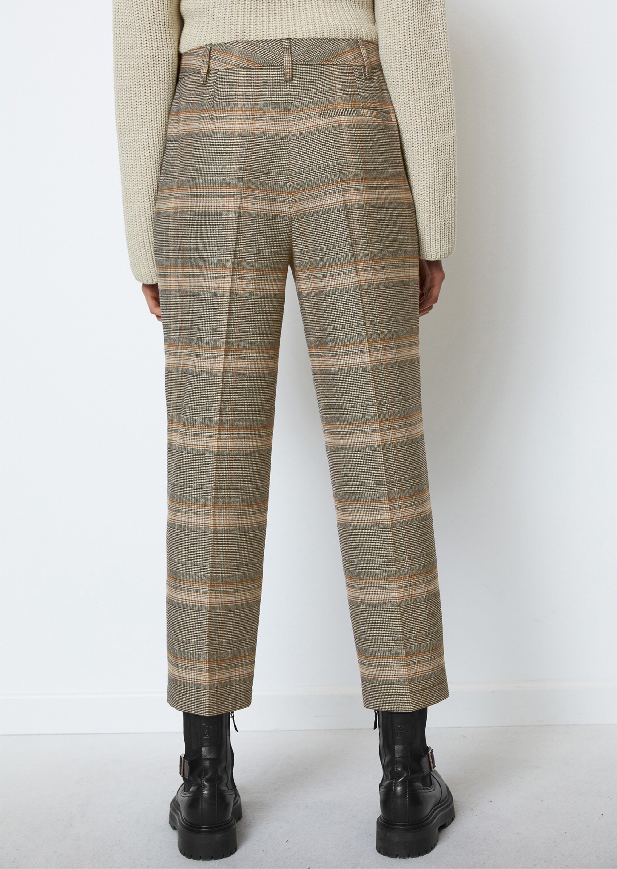Feingemusterte Flanell-Chino tapered mit reycelten Materialien