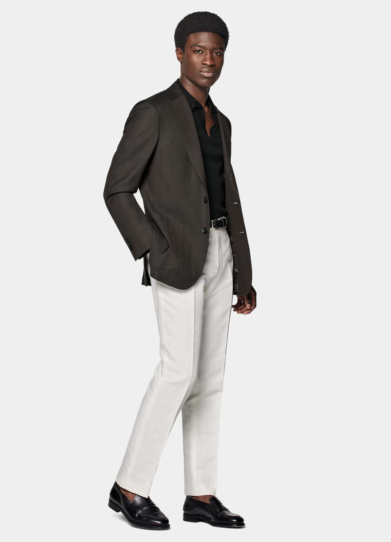 Blazer Havana coupe Tailored marron foncé à chevrons