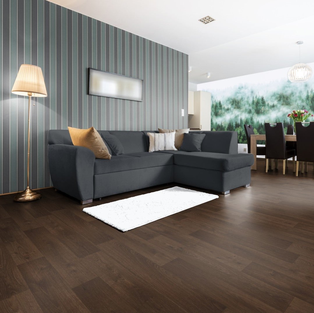 PVC vloer per meter, donker houtlook, CV vloer, vinyl, per meter, 200 cm breed (verkocht per meter)