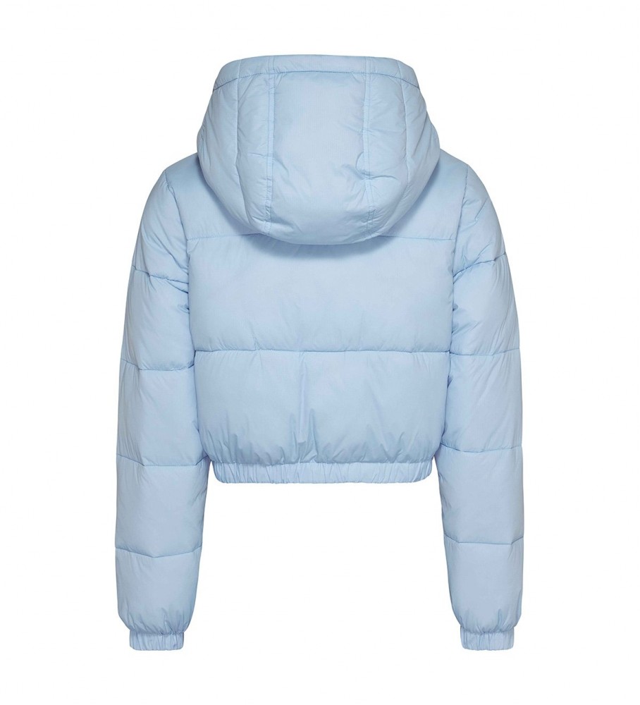 Jaqueta puffer com capuz Tommy Jeans, azul