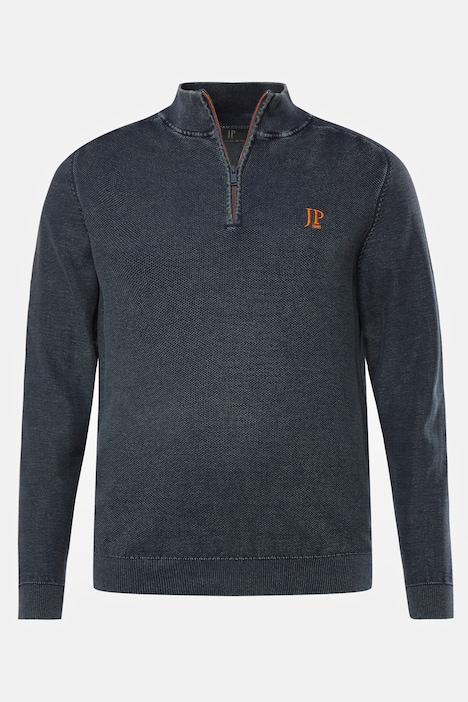 Troyer, stonewashed Strick, Troyerkragen mit Zipper