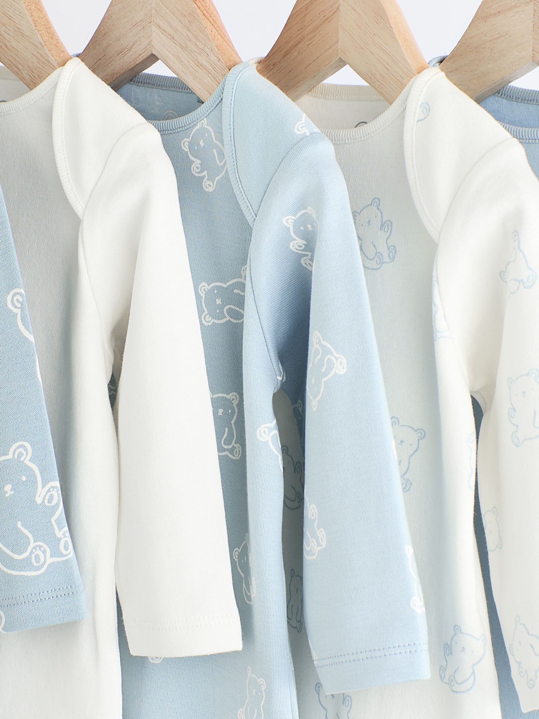 Babyblauw - Set van 5 rompertjes met lange mouwen