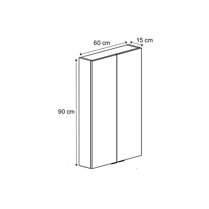 Armoire de salle de bains faible profondeur GoodHome Imandra noir mat L. 60 x H. 90 x P. 15 cm