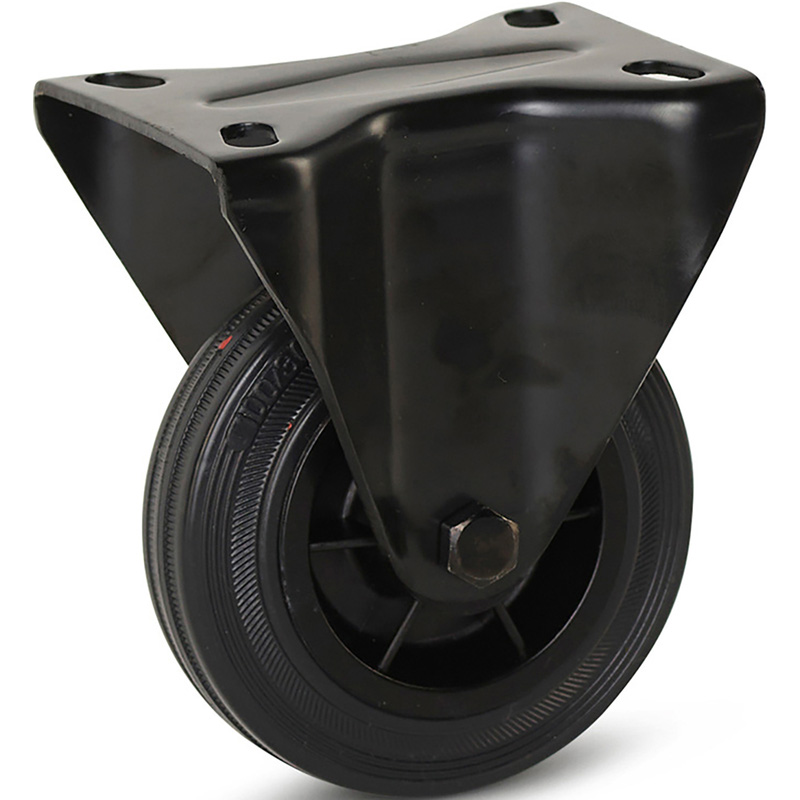 Rubber bokwiel zwart 100x84mm 75kg Bouwhoogte 112mm*