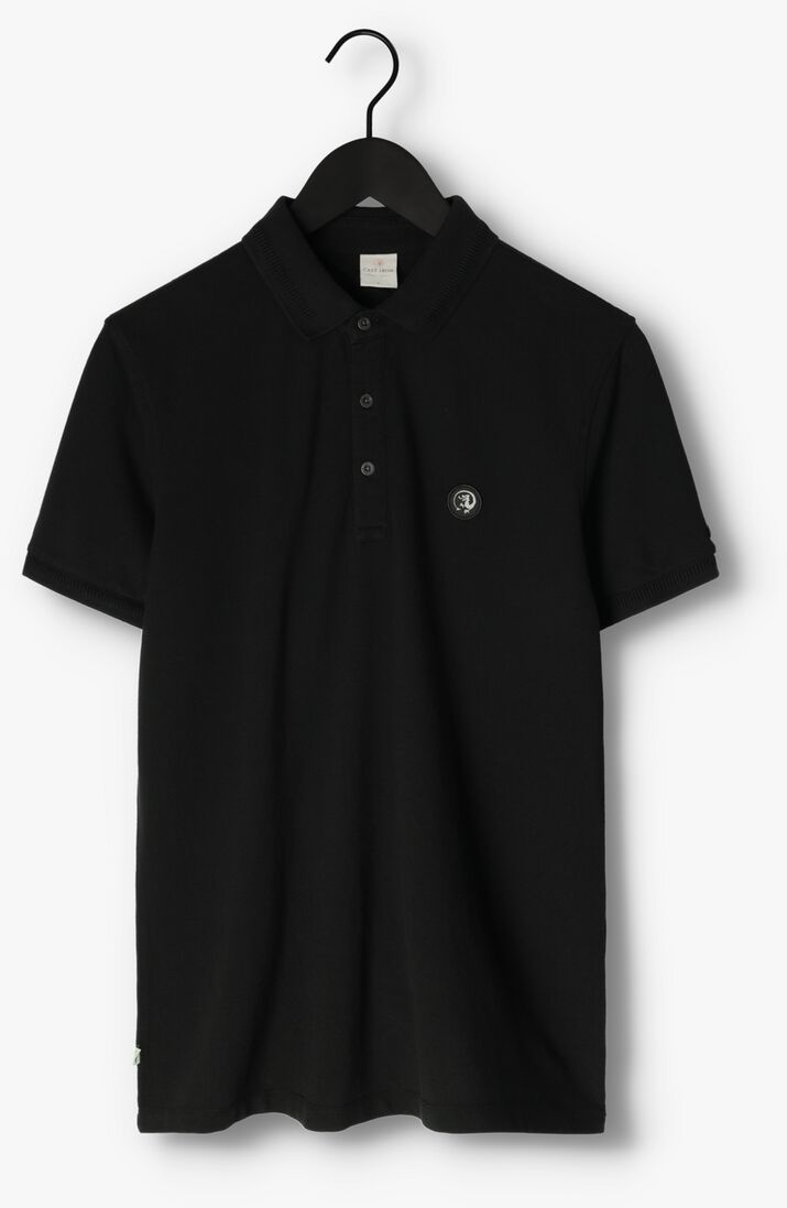 CAST IRON zwarte cast iron polo short sleeve polo organic cotton pique essential