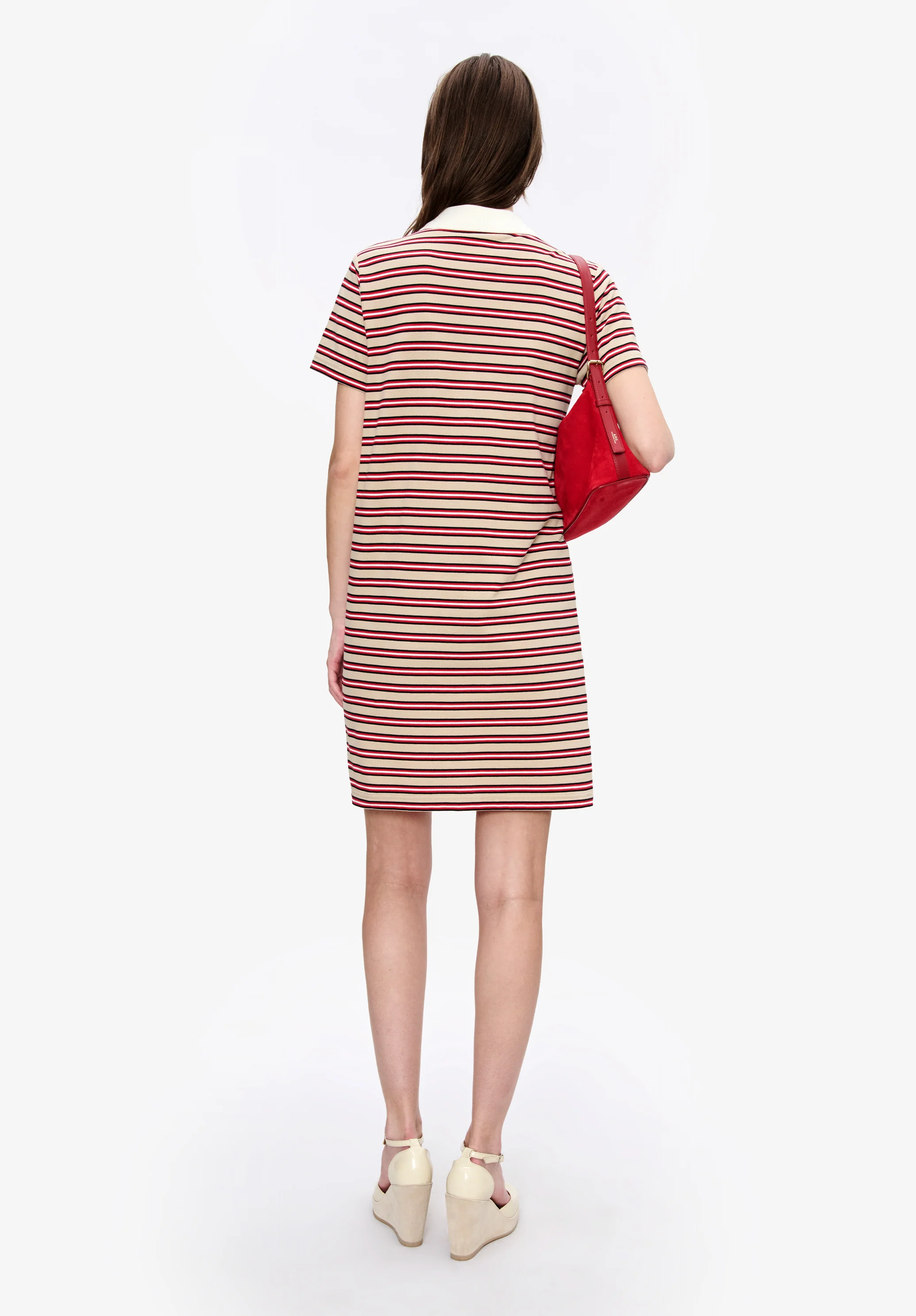 Robe polo Rayé - Beige fonce