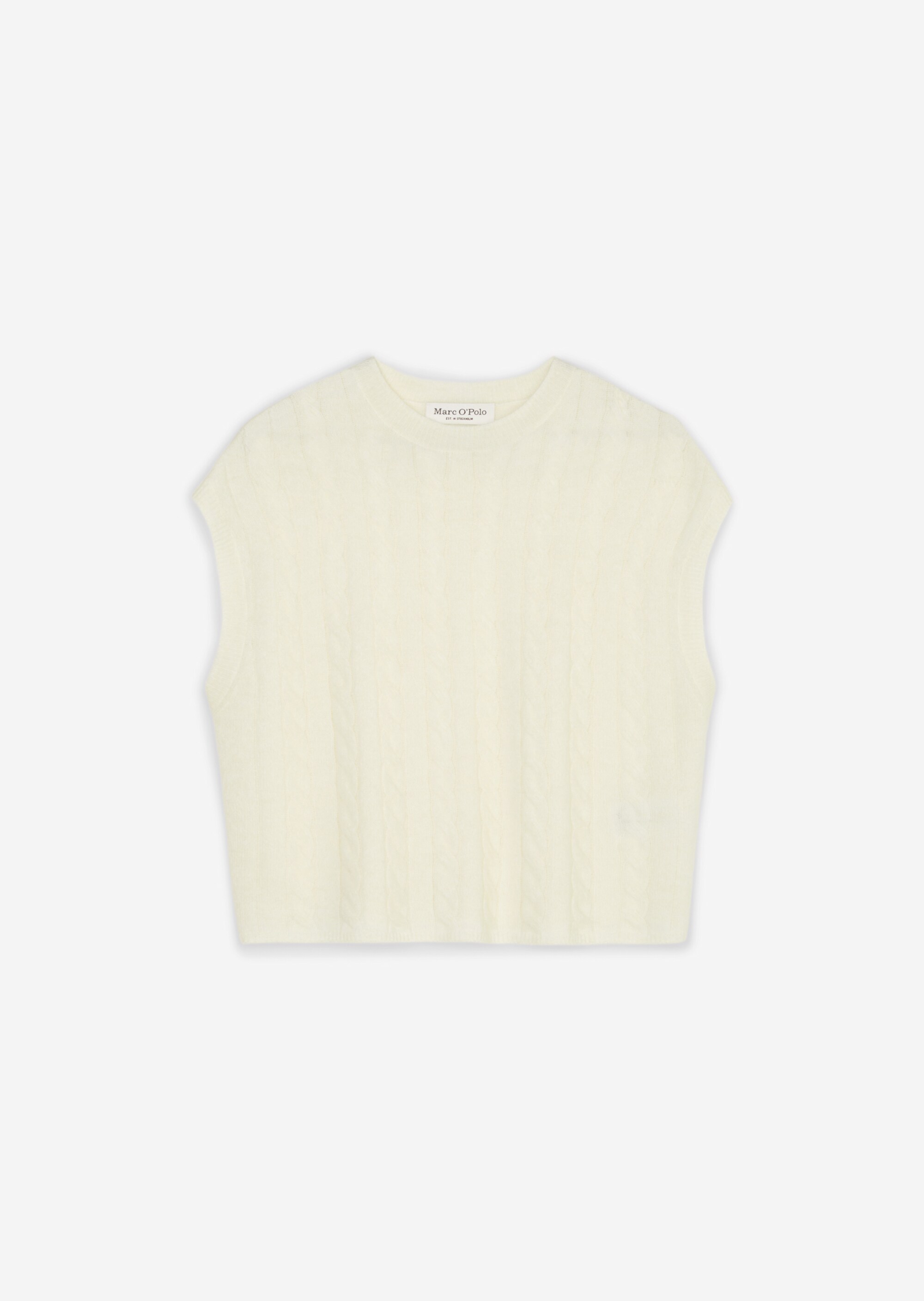 Ärmelloser Zopfmuster-Pullover loosemit luxuriöser Alpakawolle