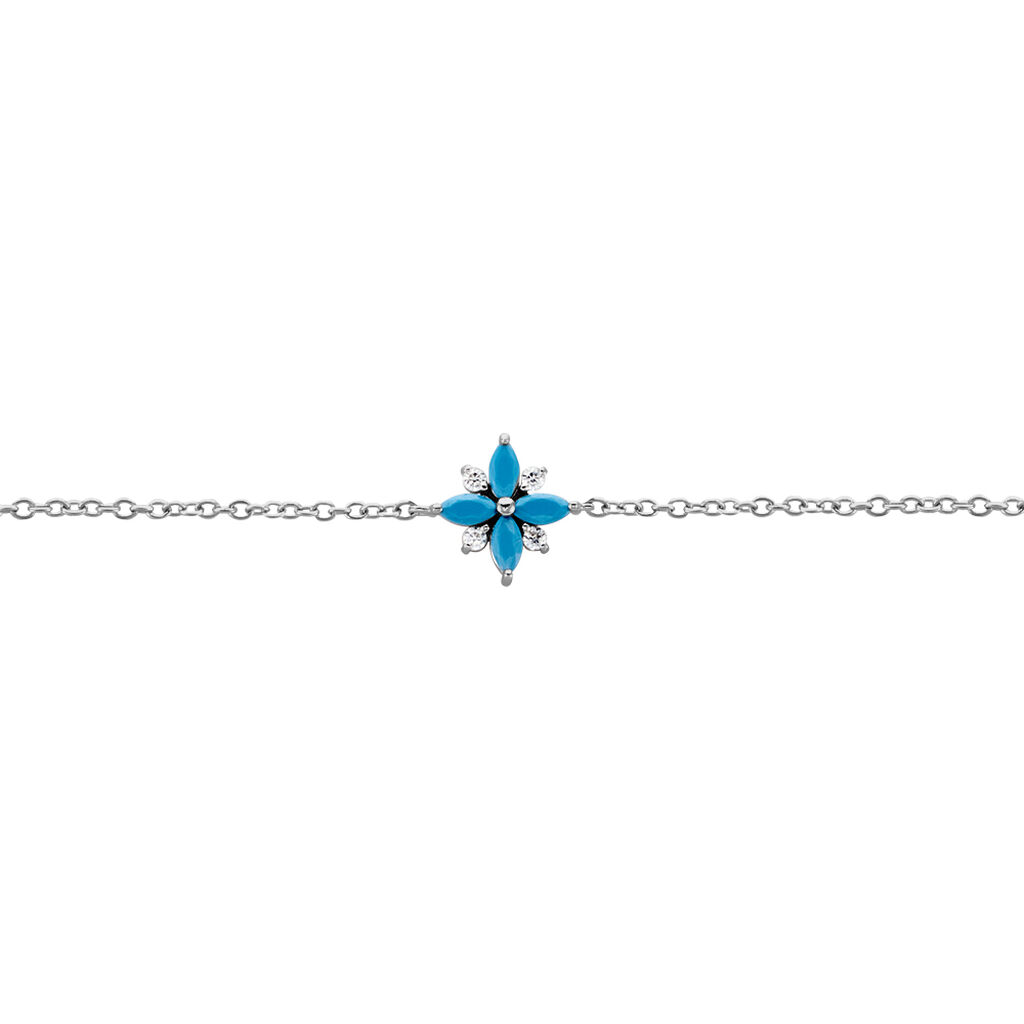 Bracelet Bleubirds Argent Blanc Turquoise Oxyde De Zirconium