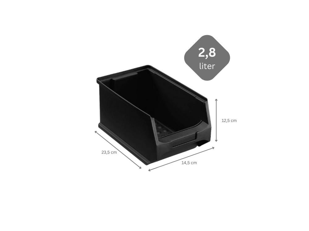 PROREGAL Geleidende Opbergdoos 3,0 HxBxD 12,5 x 14,5 x 23,5 cm 2,8 liter ESD Opbergcontainer Opbergdoos Opbergdoos Assortiment Sorteercontainer