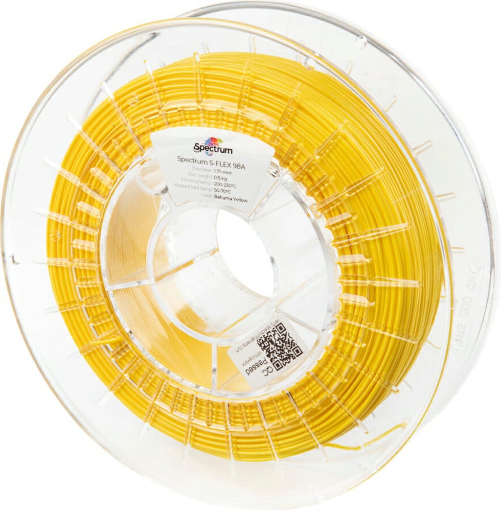Spectrum  S-Flex 98A Bahama Yellow, 1,75 mm / 500 g    Flexibles Filament mit hoher Hydrolysebeständigkeit