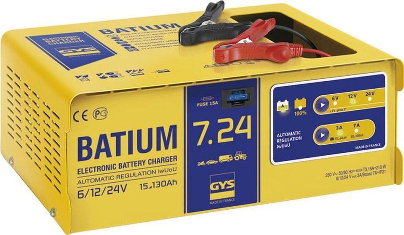 GYS - Batium 7-24 - Volautomatische Acculader - 6, 12 en 24 Volt - Geschikt voor 15-130Ah