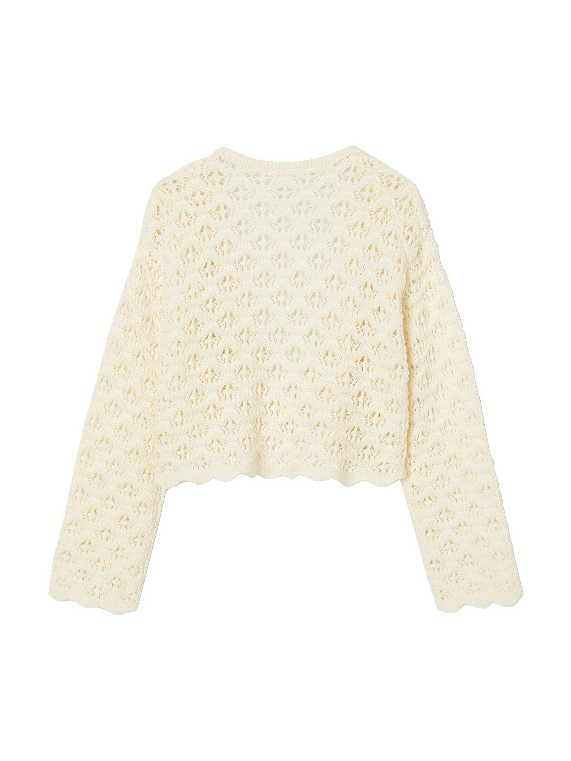 Vertbaudet Gehäkelter Mädchen Cardigan wollweiß