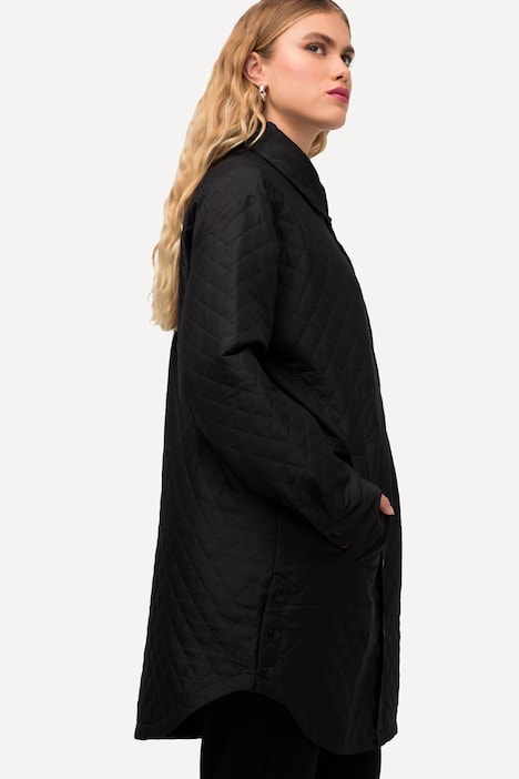 Stepp-Overshirt, Druckknöpfe, Hemdkragen, Langarm
