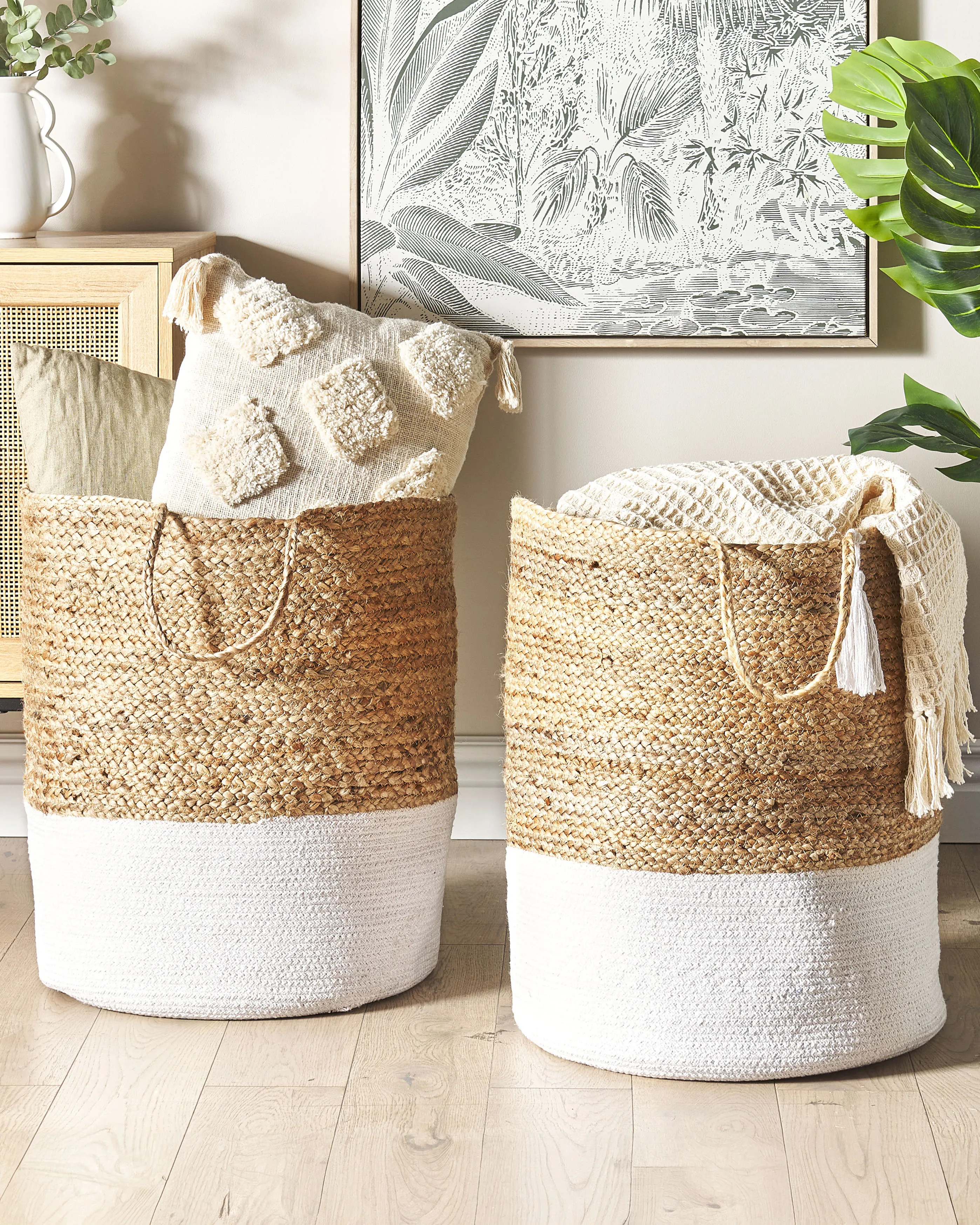 Set van 2 manden GAJAR Jute Wit