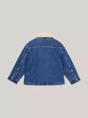 Jaqueta jeans relaxada com gola sherpa