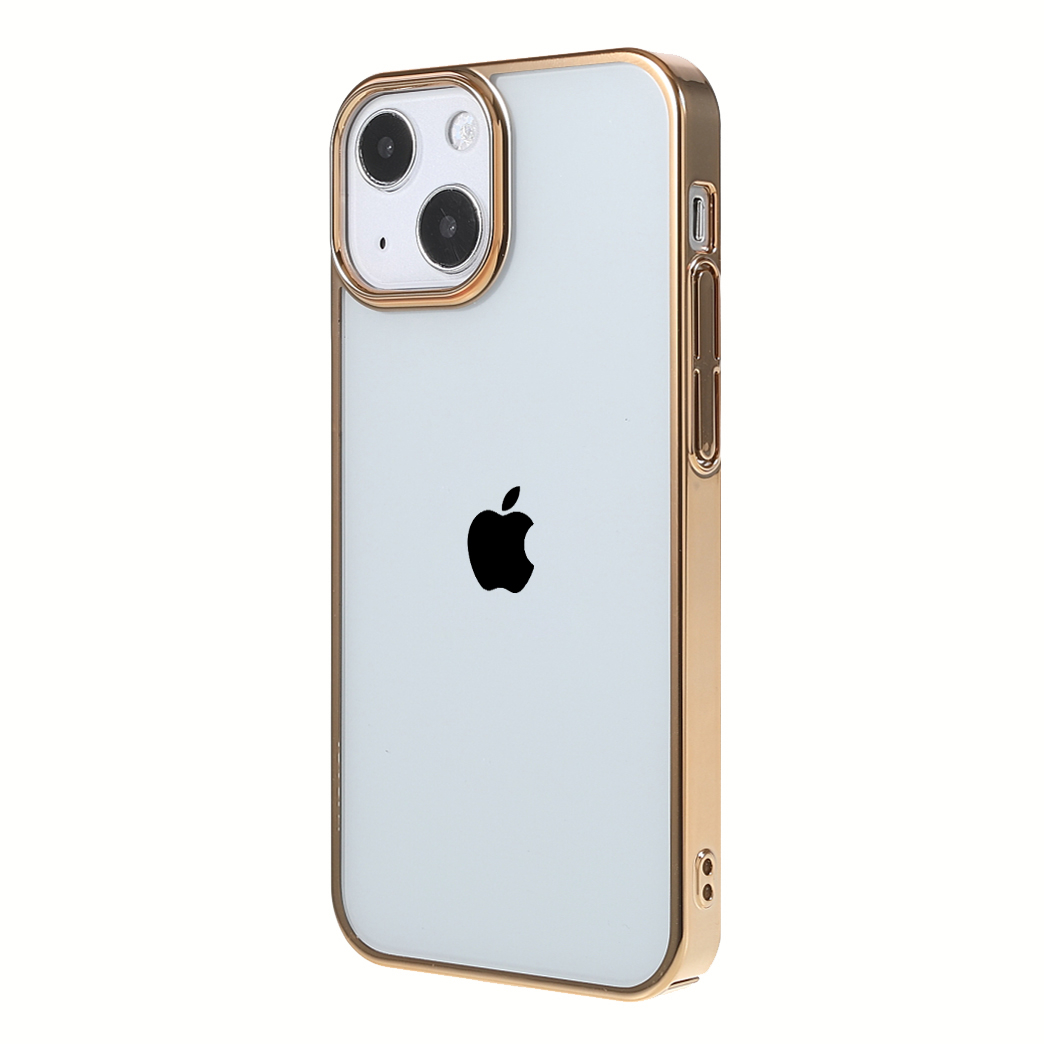 iPhone 13 Hardcase Hülle mit Galvanisiertem Rahmen - Gold / Transparent