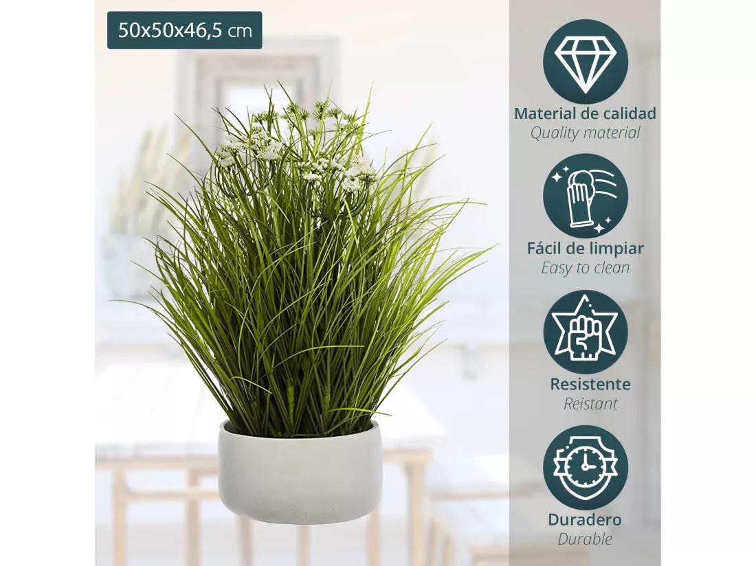 Pot décoratif d'herbes sauvages l.50 x p.50
