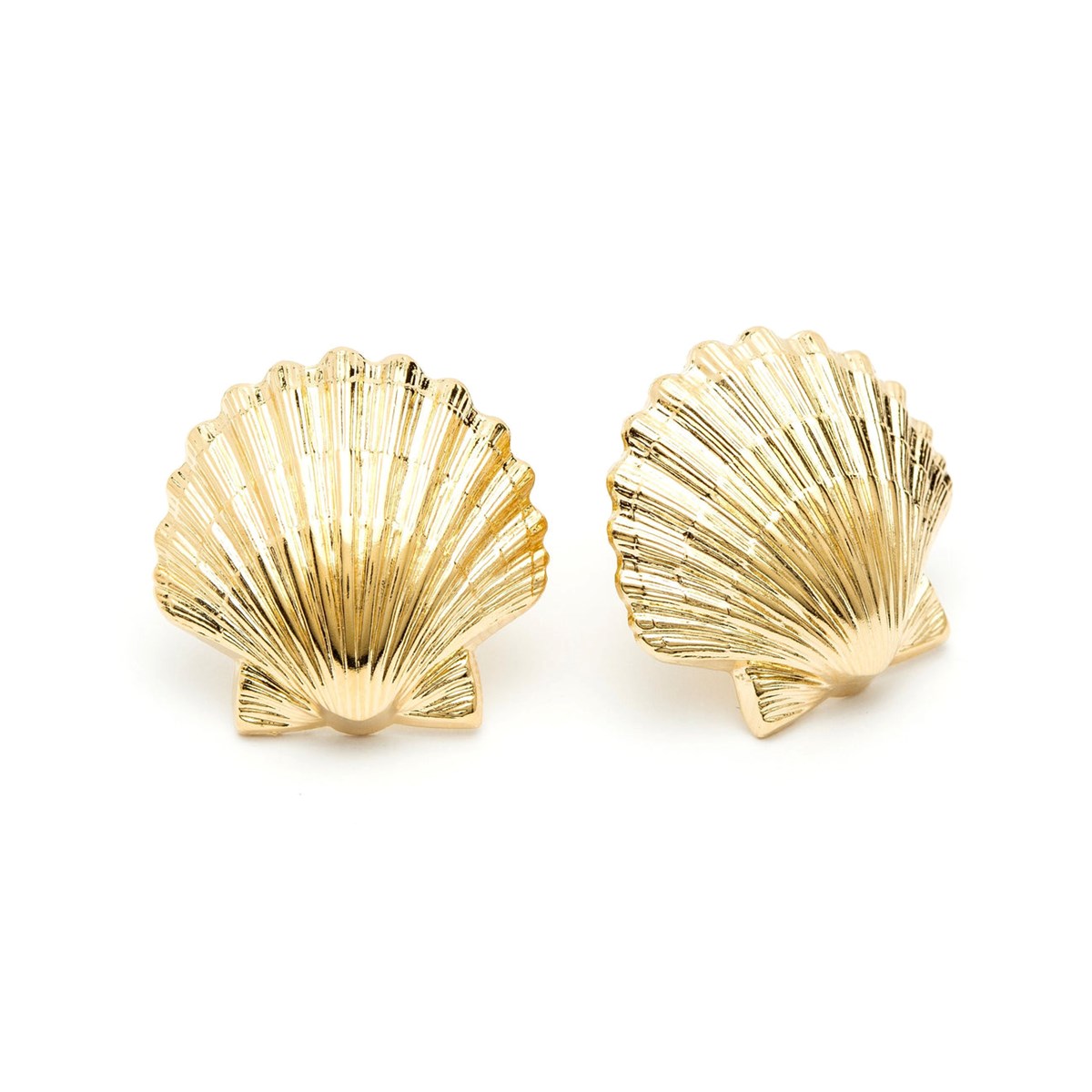 maxi boucles d'oreilles puces coquillages doré à l'or fin - NÉRÉE