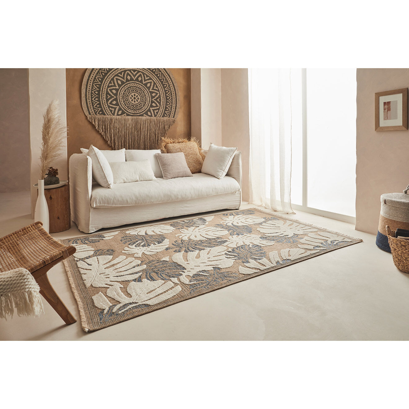 Nazar Rugs Tapis aspect jute TULUM 9062 bleu - 120x170 cm