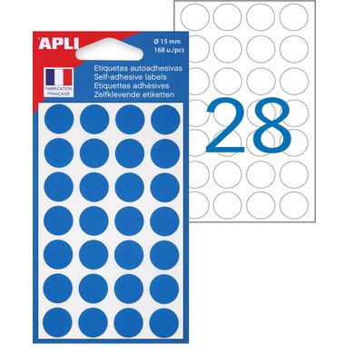 Apli Agipa - 168 Pastilles adhésives - bleu - diamètre 15 mm - réf 111842