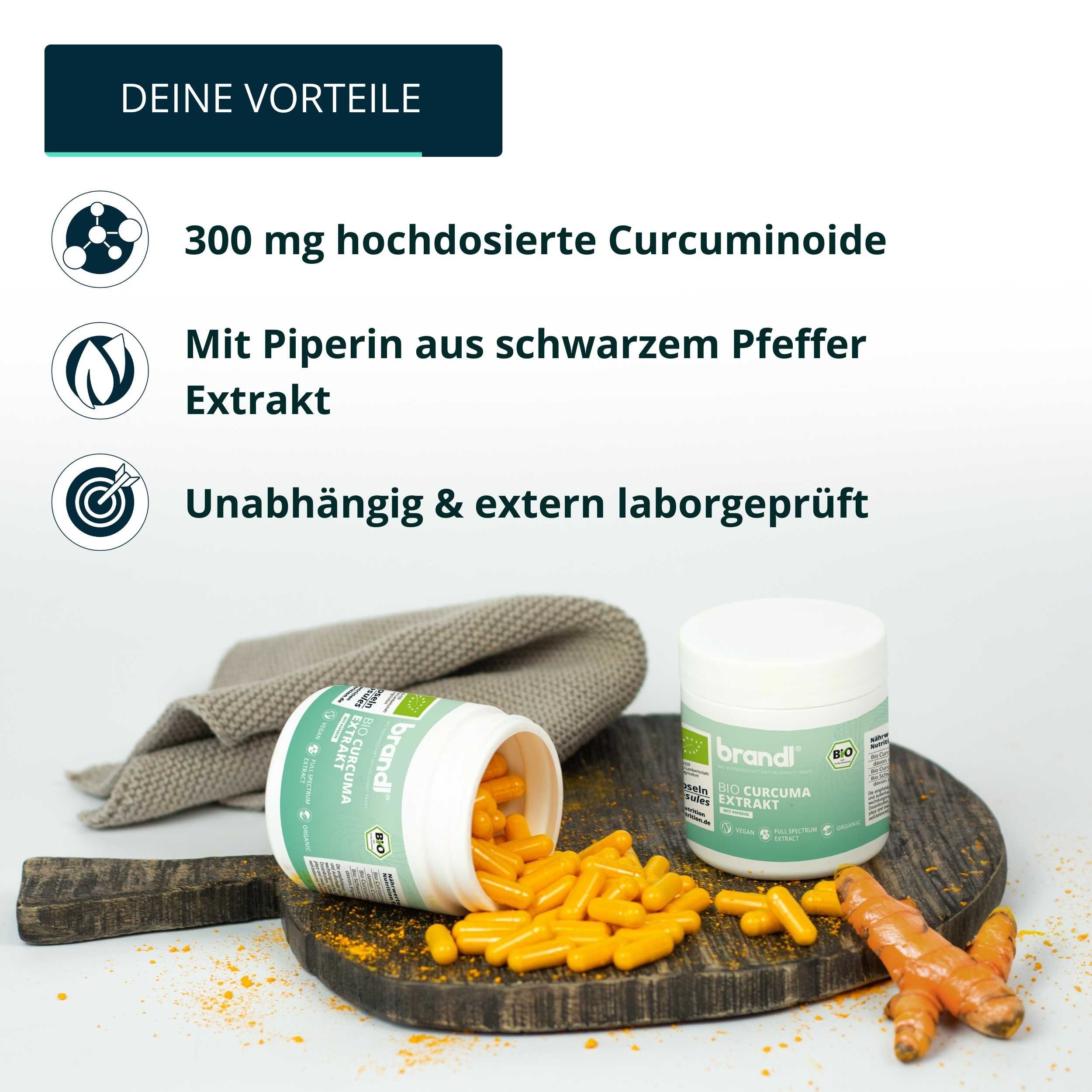brandl® Bio Curcuma Extrakt mit Curcumin (Curcuminoide) & Bio Piperin