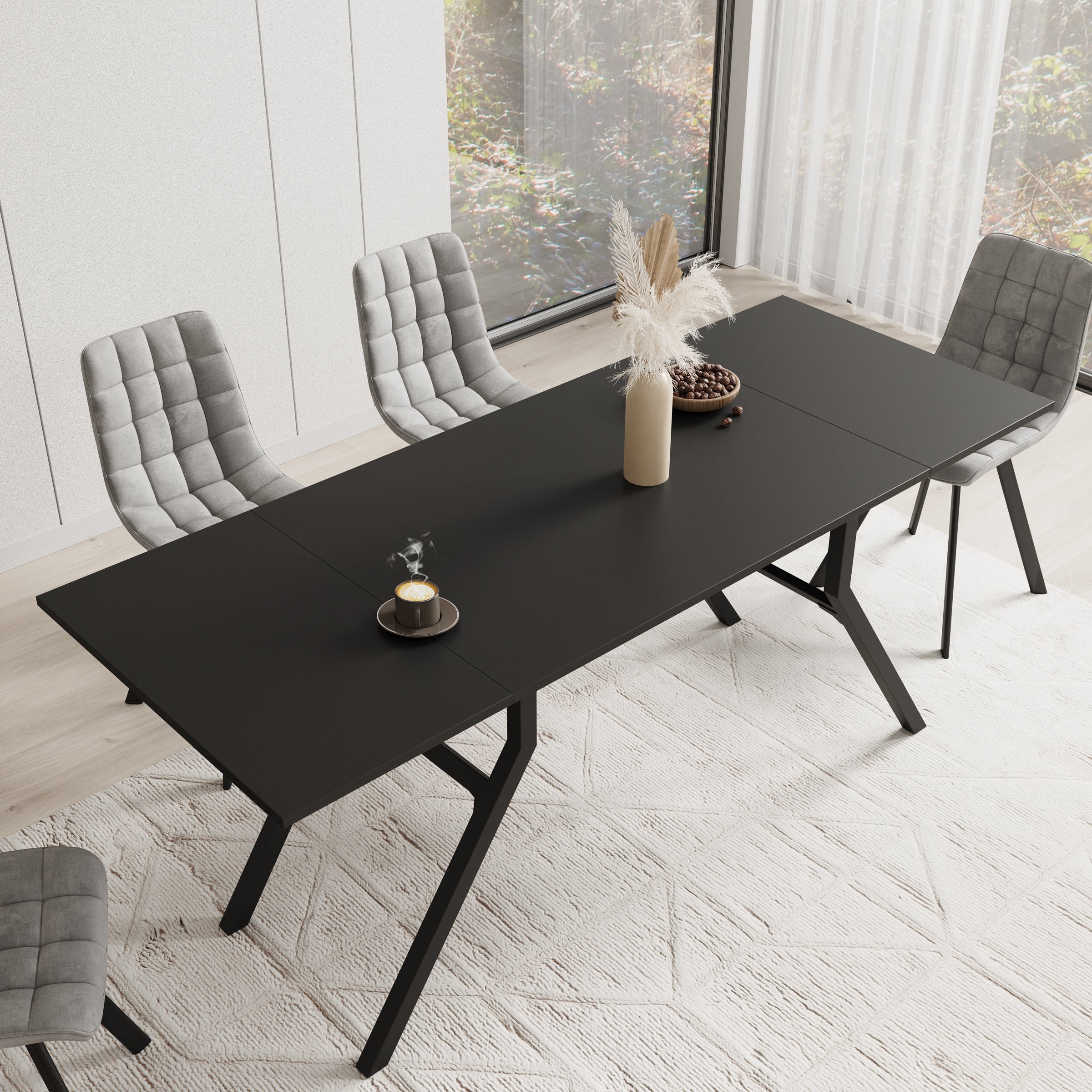 Xalir - Salontafel uitschuifbaar tot eettafel - Zwart - 100x70x40 cm
