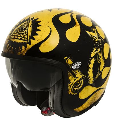 Casque Premier VINTAGE - BD 12 - BLACK MAT - Noir / Jaune