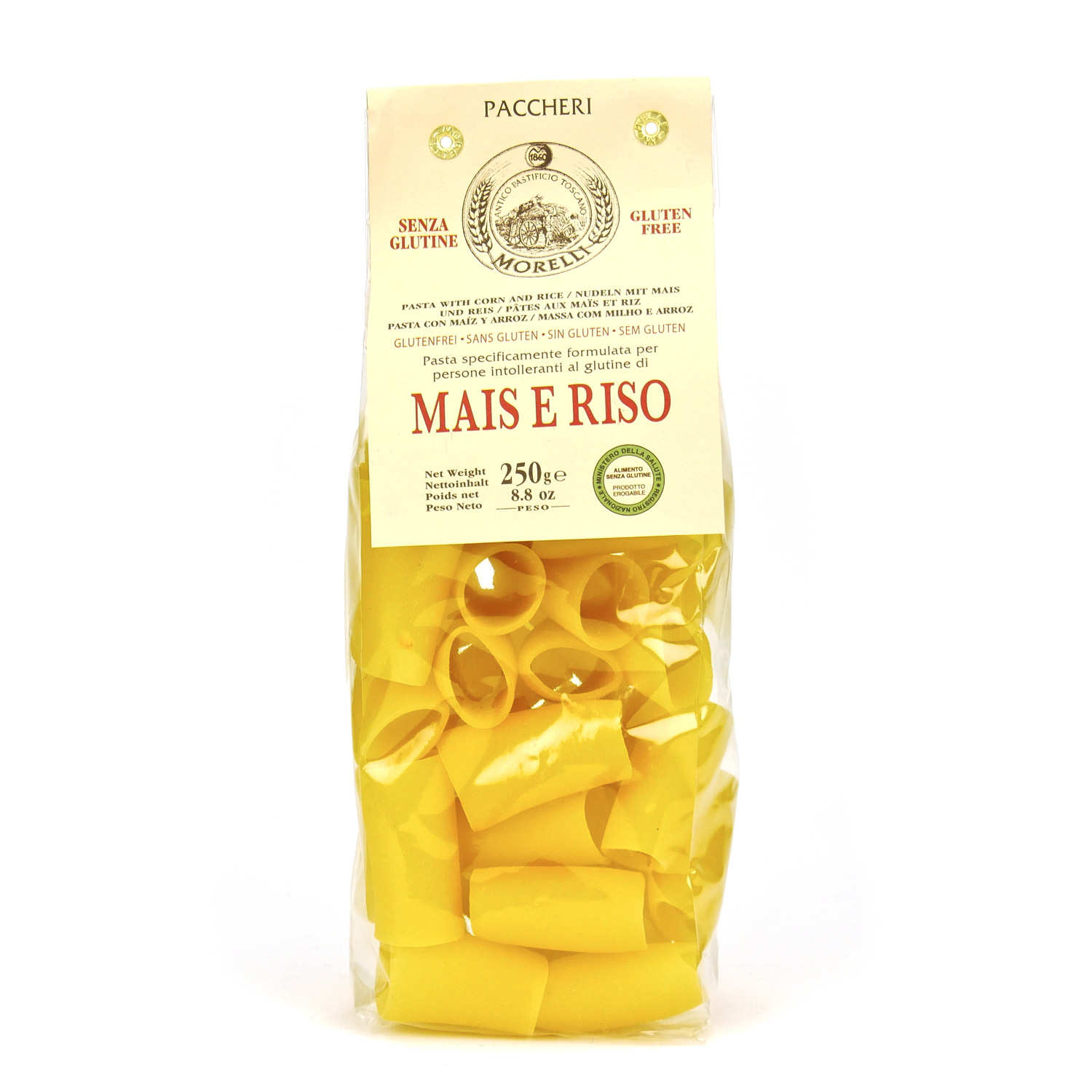 Pâtes paccheri au riz et maïs sans gluten