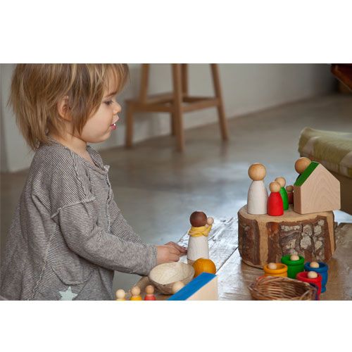 Grapat houten nins® poppetjes volwassen donker (2st)