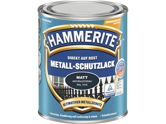 Hammerite Metall-Schutzlack Matt Anthrazitgrau, 750 ml Direkt-auf-Rost-Metallschutzlack mit Matt-Effekt