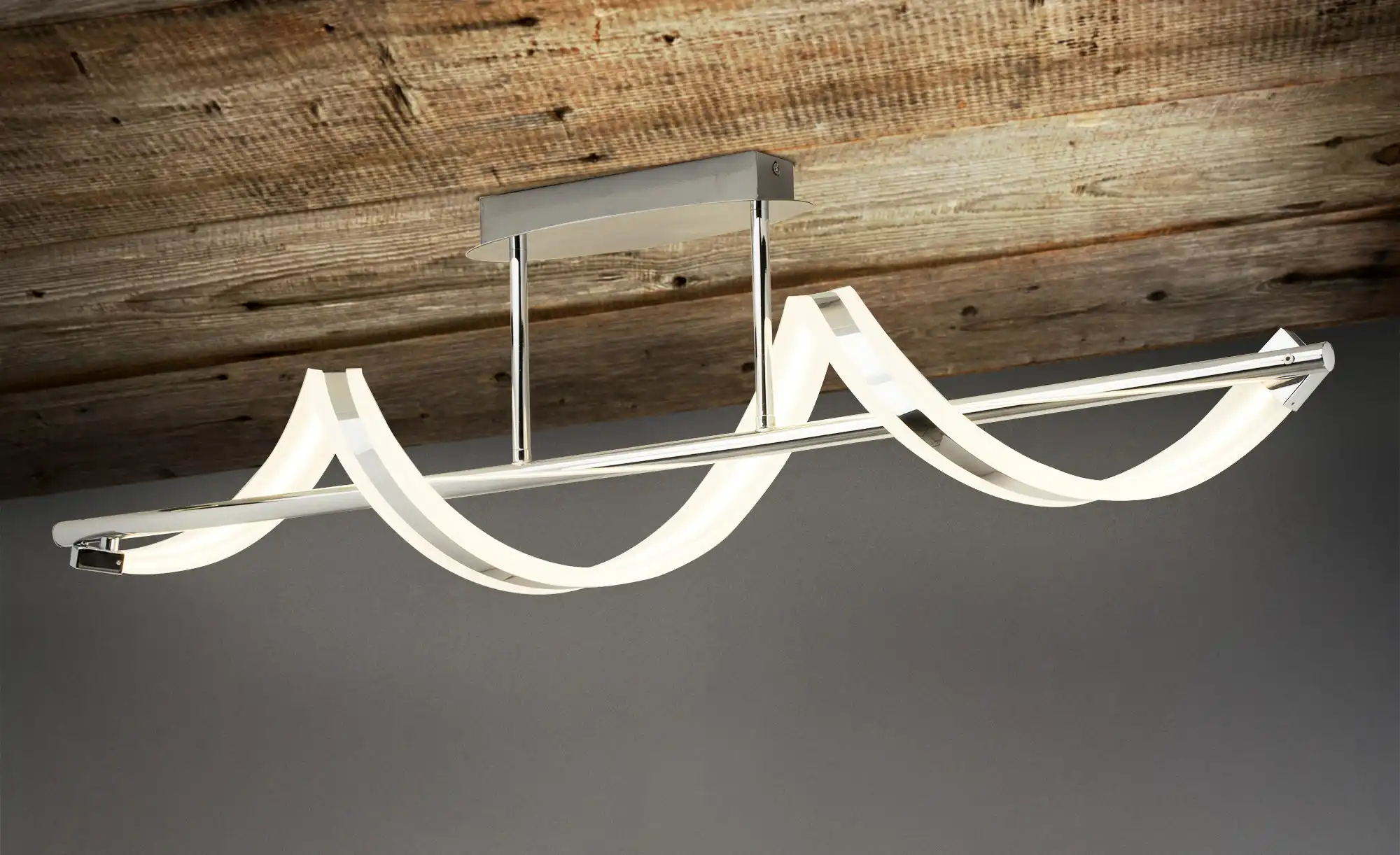 Trio LED-Deckenleuchte, chrom, Acryl geschwungen