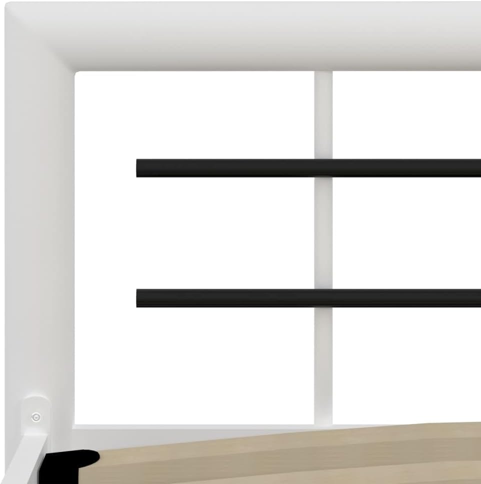 vidaXL Bettgestell Bett Metallbett Schlafzimmerbett Einzelbett Bettrahmen Schlafzimmermöbel Ehebett Lattenrost Weiß Schwarz Metall 100x200cm DB9825199