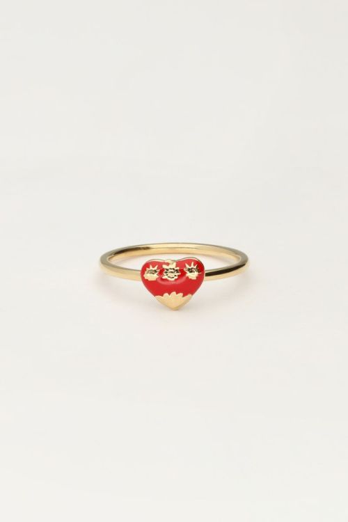 Ring met rood vintage hart