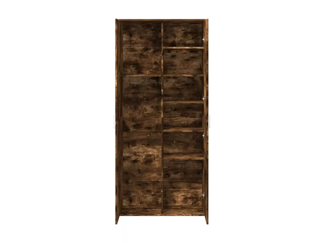 Buffet haut chêne fumé 80x35x180 cm bois d'ingénierie