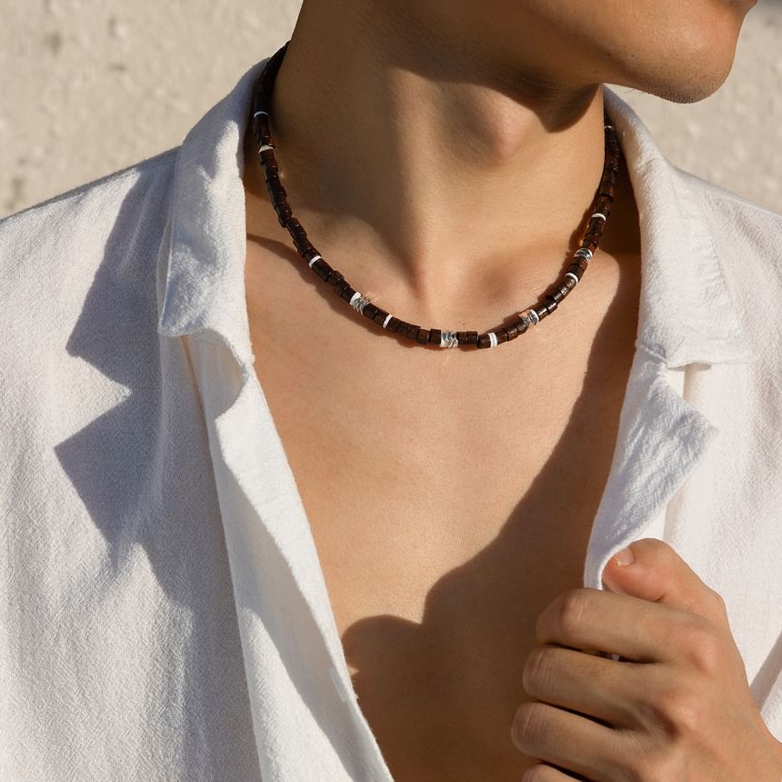 Gretlyn - Houten kralen zachte klei choker
