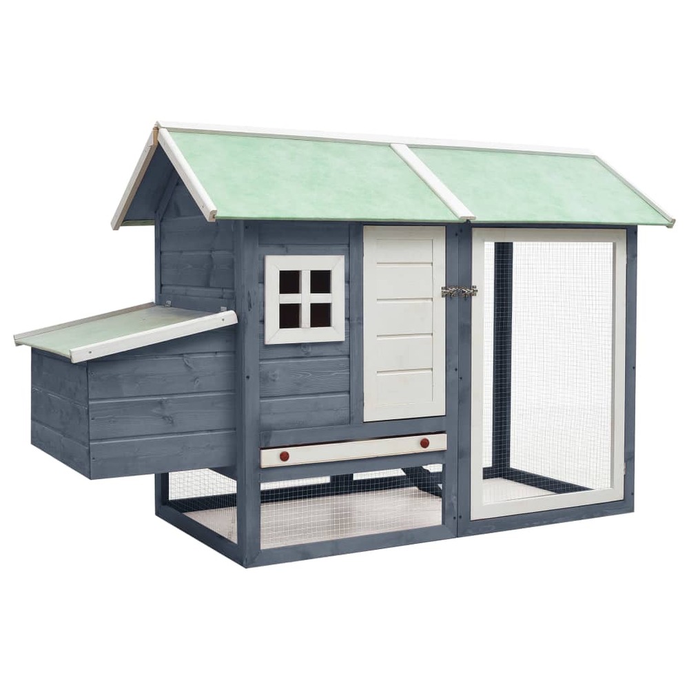 Poulailler 170 x 81 x 110 cm bois de pin massif et sapin gris