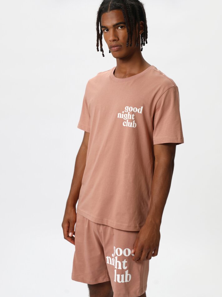 Conjunto de pijama curto estampado - Rosa Fluorescente