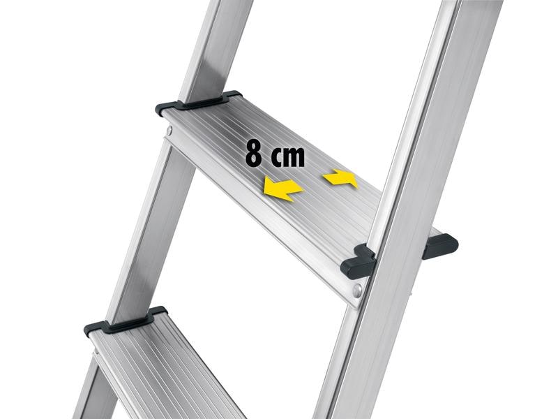 Hailo Bockleiter L60, Alu, mit Arbeitsschale 7 Stufen Alu Haushaltsleiter L60 7 Stufen mit Arbeitsschale